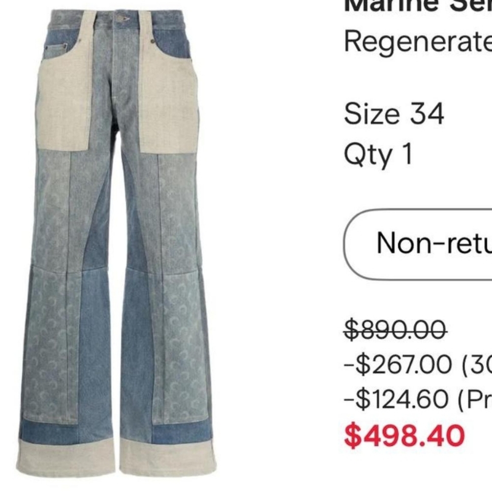 Marine Serre Patchwork Denim Wideleg